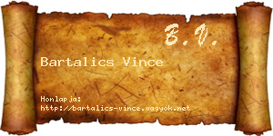 Bartalics Vince névjegykártya